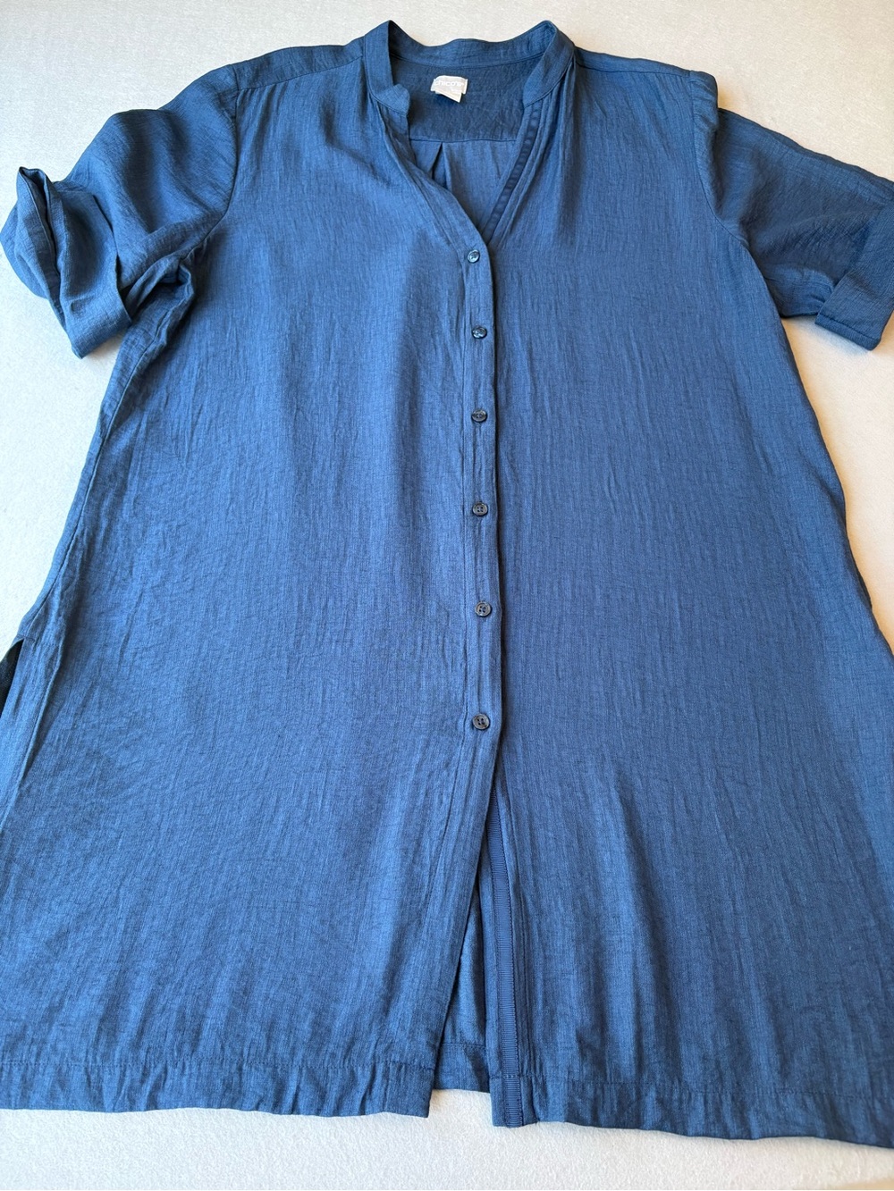 Chico's Casual Rayon Navy Button-Down Tunic sz XL Lightweight Coastal Grandma - Picture 3 of 9